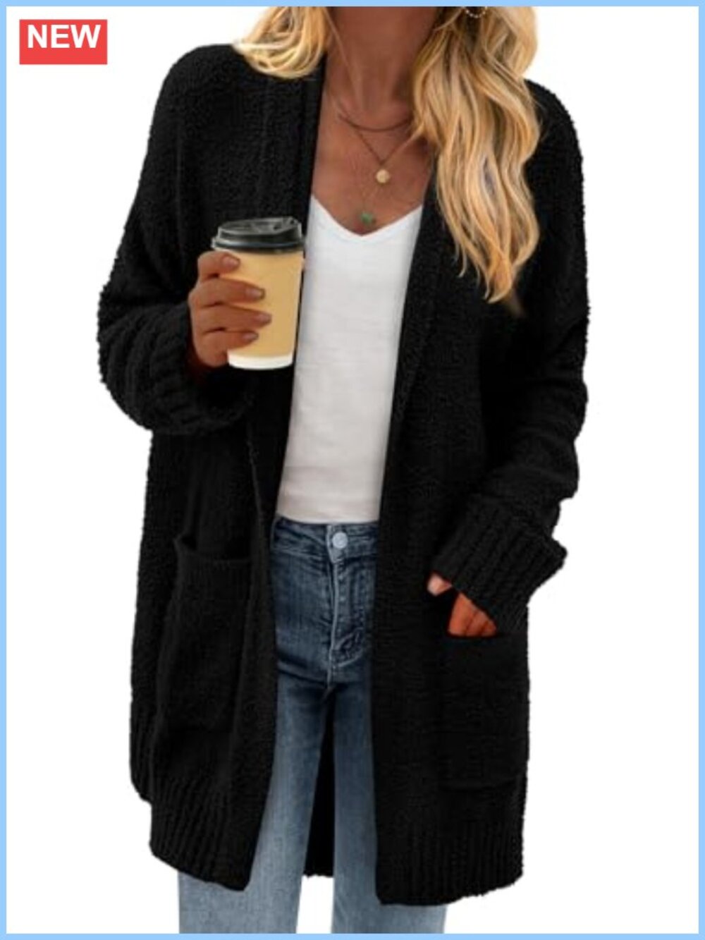 Cozy Fuzzy Knit Cardigan for Women Long Oversized Open Front Sweater 2026 Fall
